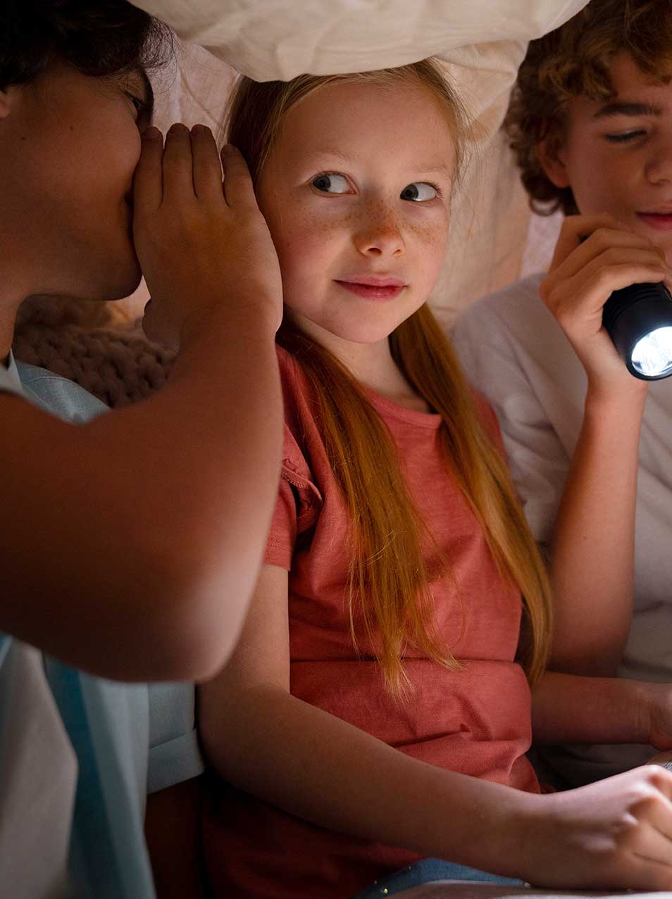 Kids in the museum at nighttime